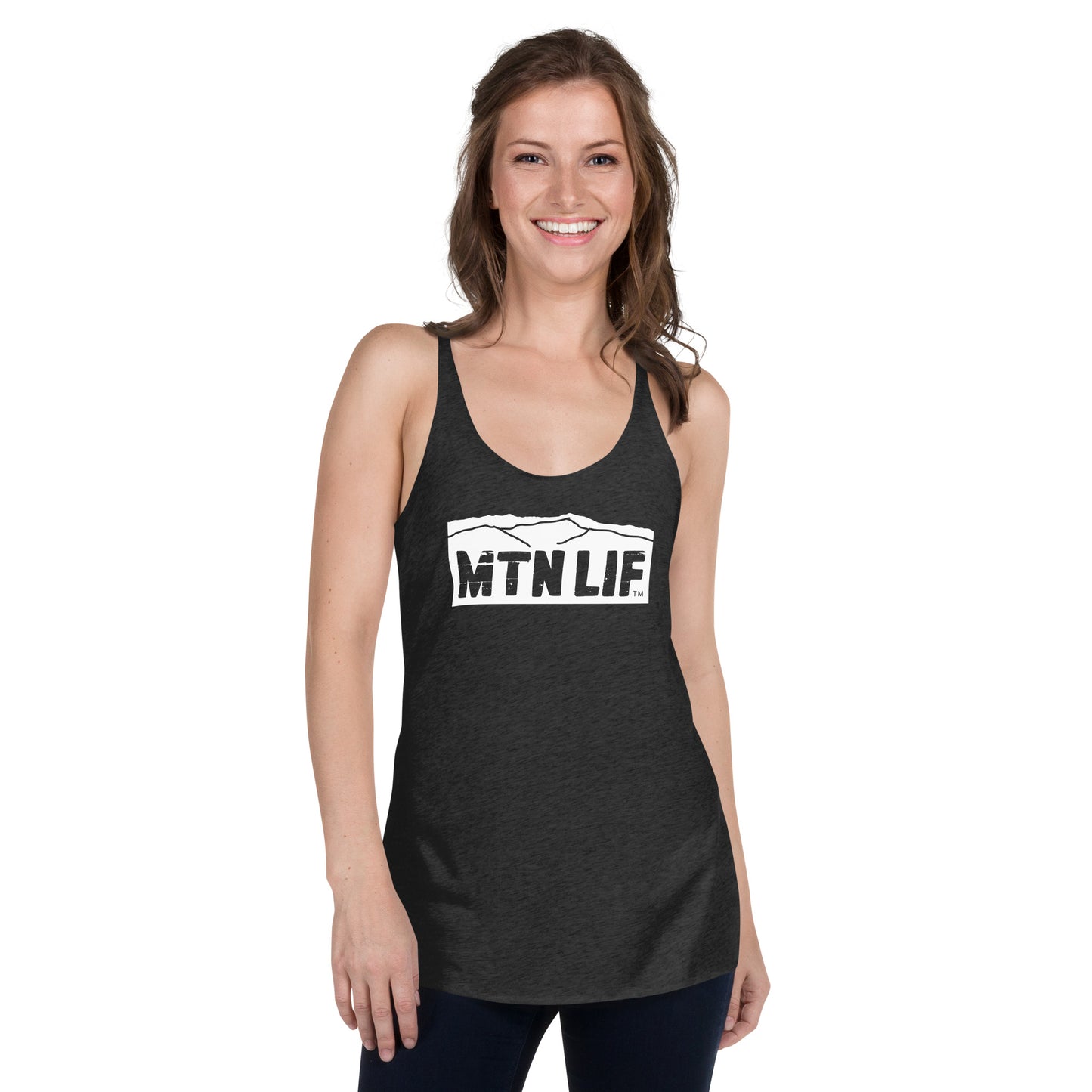 MTN LIF™ Women's Racerback Tank- WHITE mtn logo