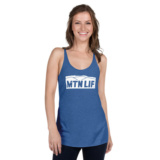 MTN LIF™ Women's Racerback Tank- WHITE mtn logo