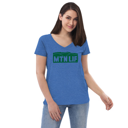 MTN LIF™ Women’s recycled v-neck t-shirt- GREEN logo