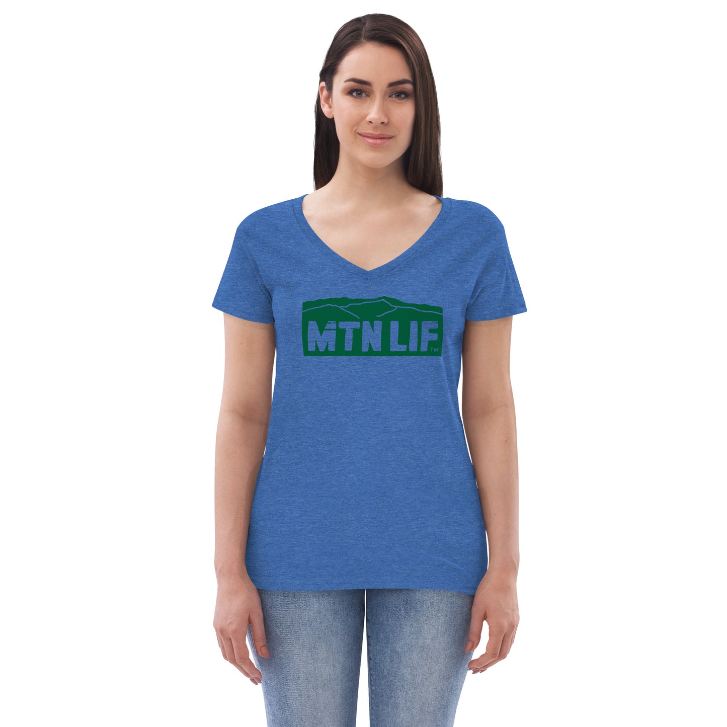 MTN LIF™ Women’s recycled v-neck t-shirt- GREEN logo