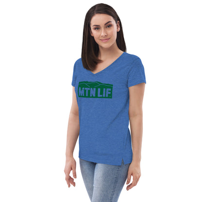 MTN LIF™ Women’s recycled v-neck t-shirt- GREEN logo