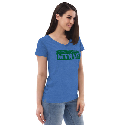 MTN LIF™ Women’s recycled v-neck t-shirt- GREEN logo