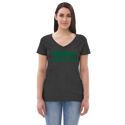 MTN LIF™ Women’s recycled v-neck t-shirt- GREEN logo