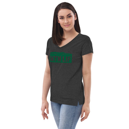 MTN LIF™ Women’s recycled v-neck t-shirt- GREEN logo