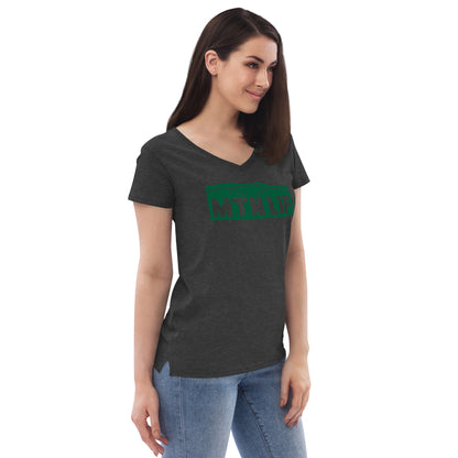 MTN LIF™ Women’s recycled v-neck t-shirt- GREEN logo