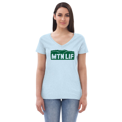 MTN LIF™ Women’s recycled v-neck t-shirt- GREEN logo