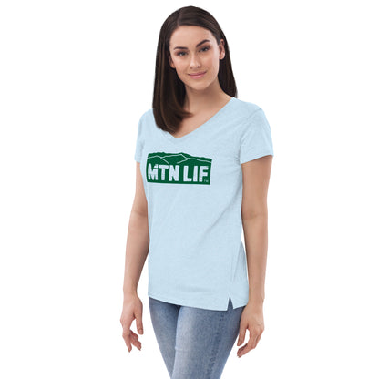 MTN LIF™ Women’s recycled v-neck t-shirt- GREEN logo