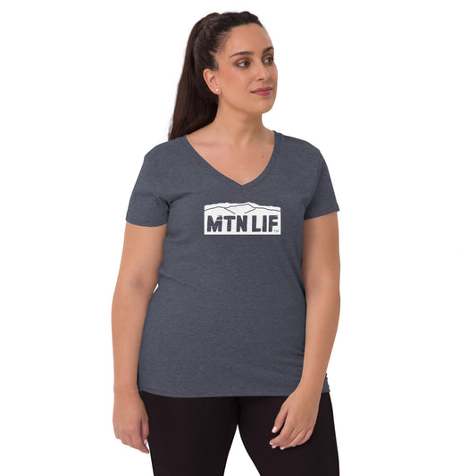 MTN LIF™ Women’s recycled V-neck t-shirt WHITE mtn logo