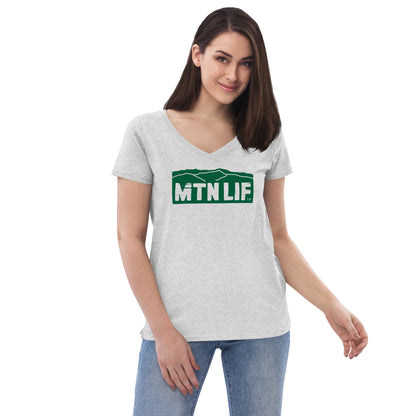 MTN LIF™ Women’s recycled v-neck t-shirt- GREEN logo