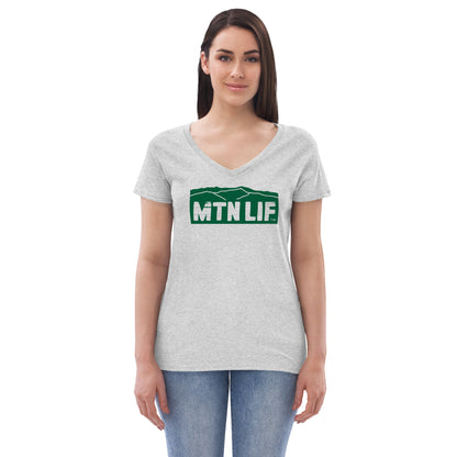 MTN LIF™ Women’s recycled v-neck t-shirt- GREEN logo