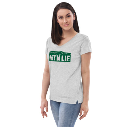 MTN LIF™ Women’s recycled v-neck t-shirt- GREEN logo