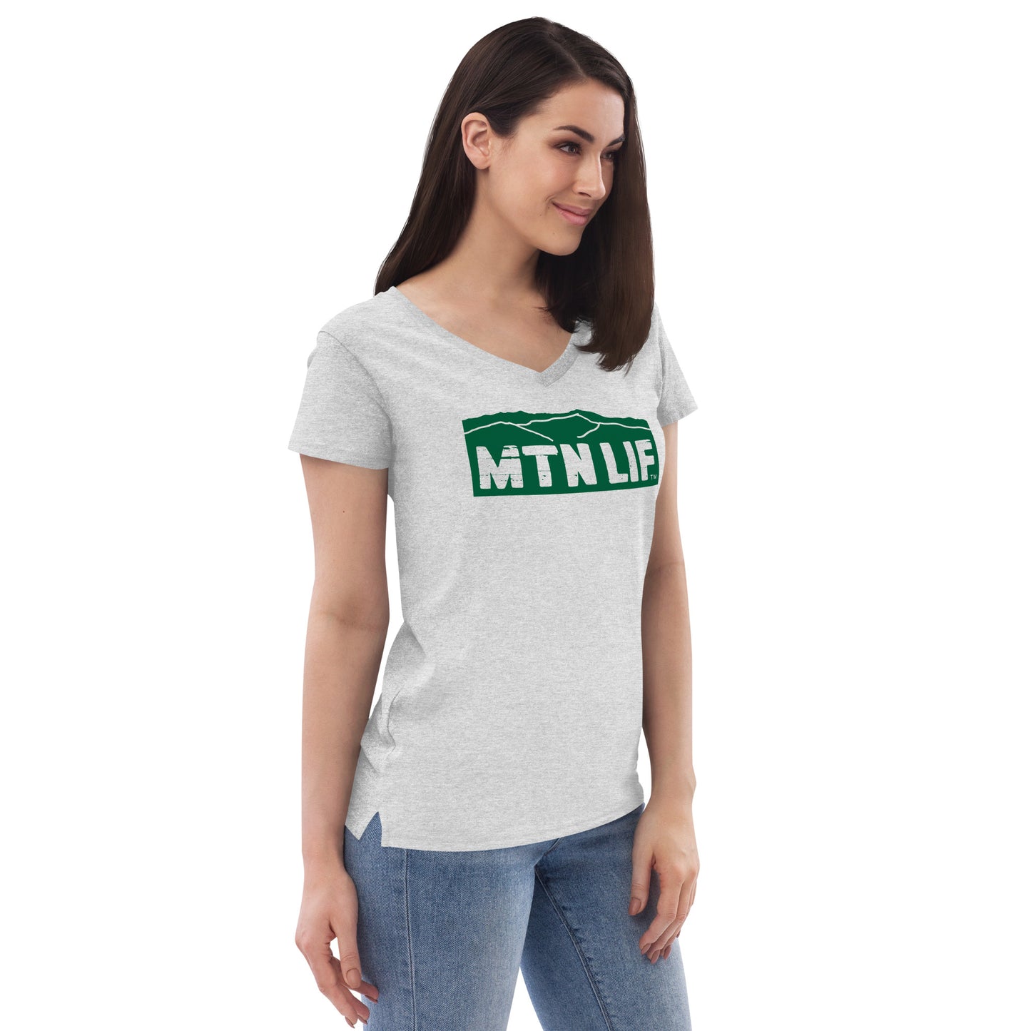 MTN LIF™ Women’s recycled v-neck t-shirt- GREEN logo